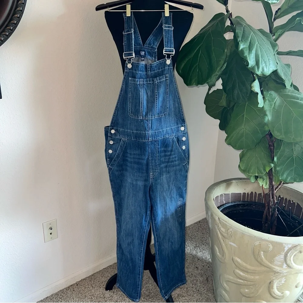 GAP Women's Slouchy Bib Overalls Indigo Blue Jean Denim Pants Size Small NWT - Picture 8 of 15